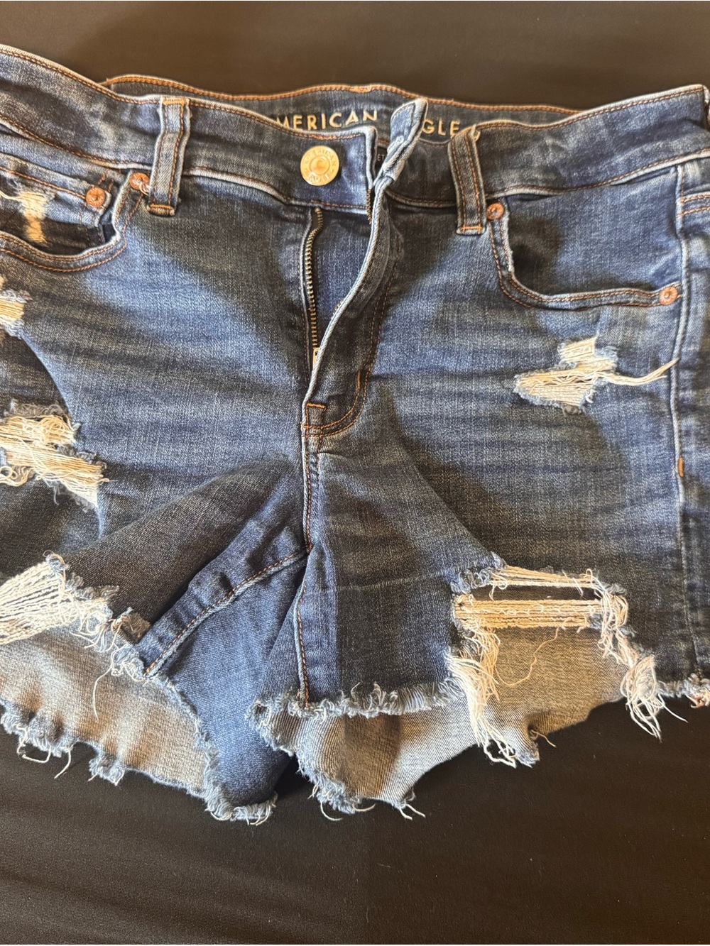 American Eagle Outfitters Distressed Dark Blue Denim Cutoff Shorts